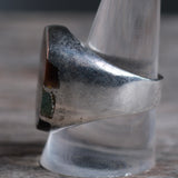 Vintage Sterling Multistone Inlay Striper Ring 10.5