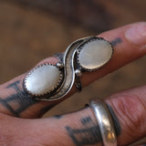 Vintage Sterling 2-Stone Mother Of Pearl Ring 4.75