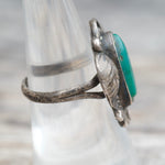 Vintage Sterling Turquoise Feather Ring 7