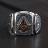 Vintage Sterling Free Masons Signet Ring 9.5