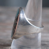 Vintage Sterling Abalone and Turquoise Inlay Ring 9.5