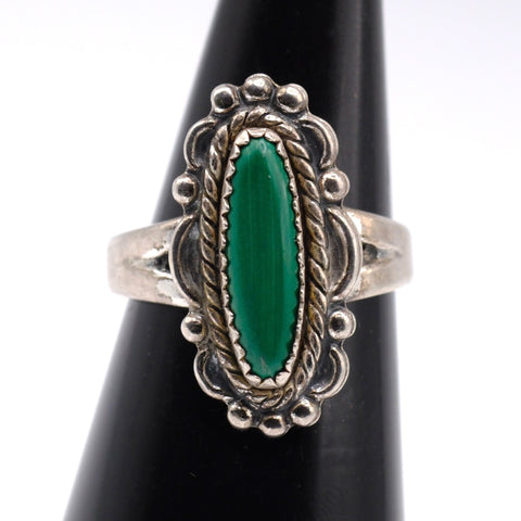 Vintage Sterling Malachite Ring 5