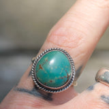 Vintage Sterling Turquoise Roper Ring 6.25