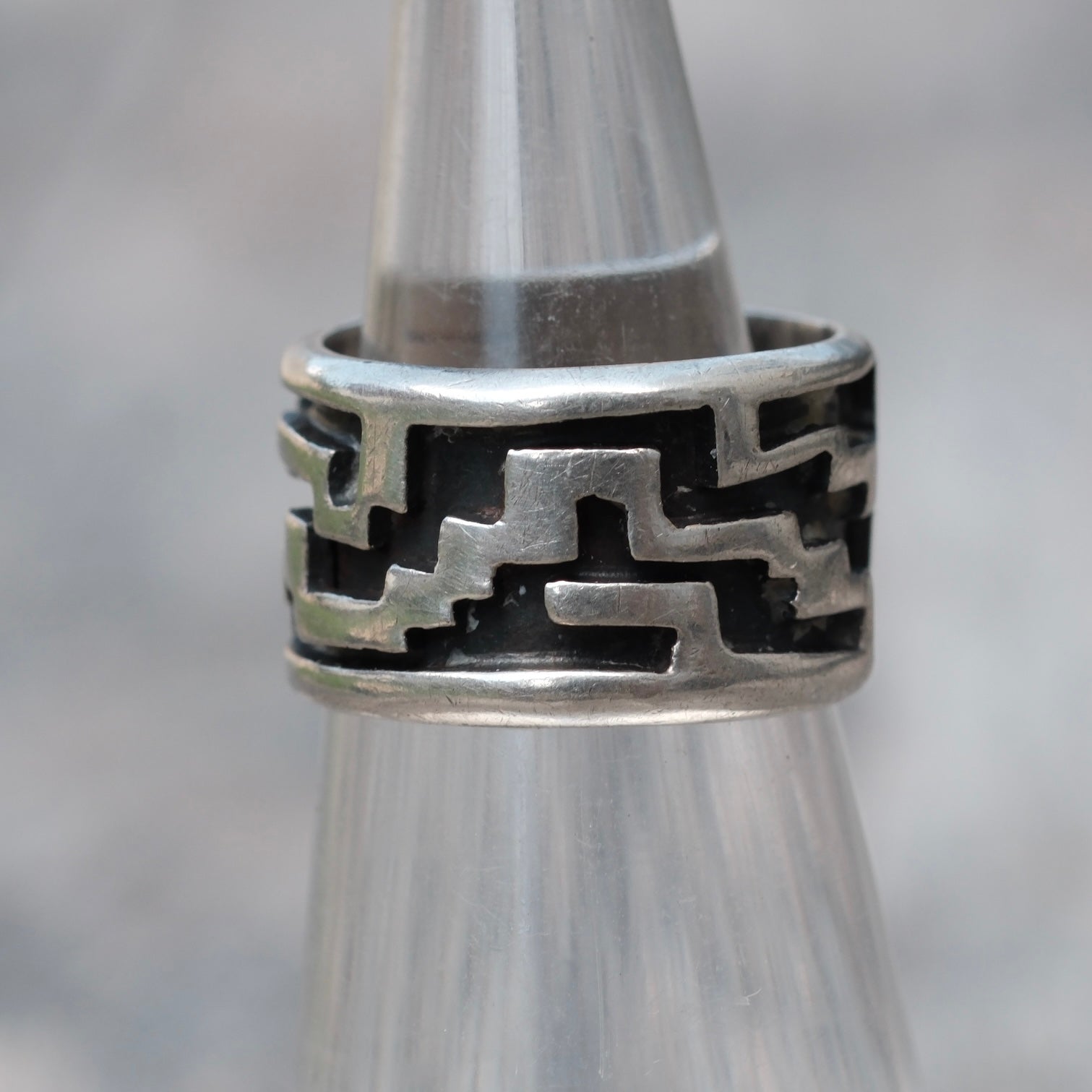 Vintage Sterling Tribal Band Ring 3