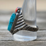 Vintage Sterling Turquoise and Coral Ring 12