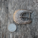 Vintage Ladies Sterling Silver Scalloped Belt Buckle .75"