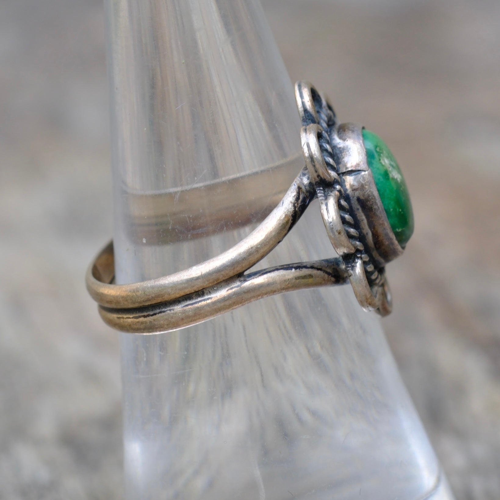 Vintage Sterling Turquoise Florette Ring 7
