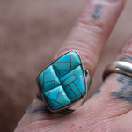 Vintage Sterling Turquoise Inlay Ring 6.5