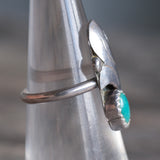 Vintage Sterling Turquoise Feather Ring 5.25