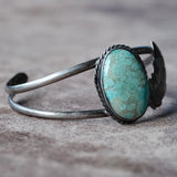 Vintage Sterling Turquoise Feather Cuff