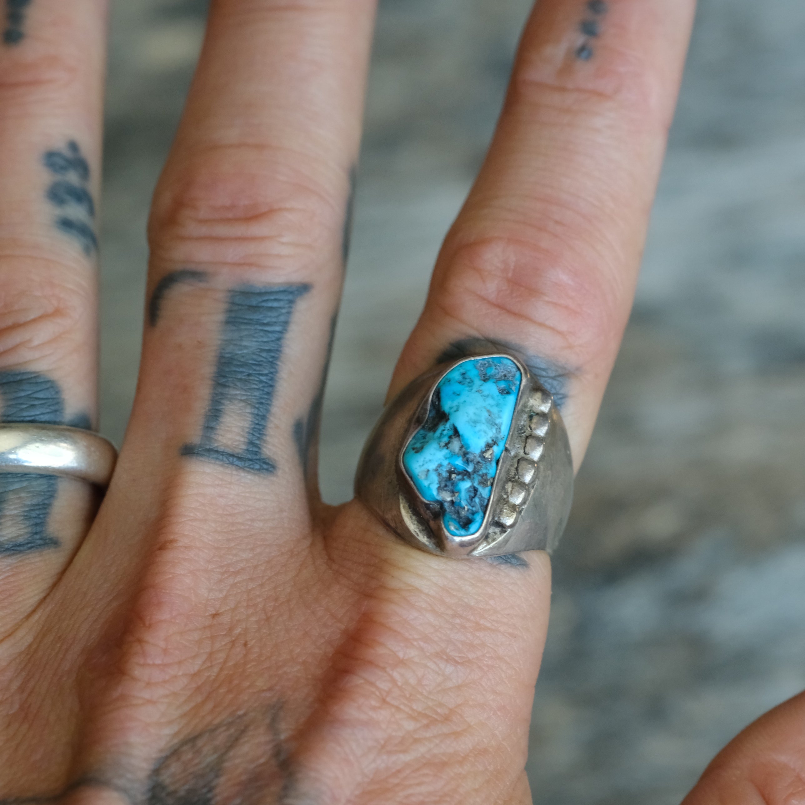 Vintage Sterling Turquoise Ring 10.5