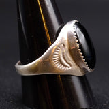 Vintage Sterling Onyx Stamped Band Ring 10.5