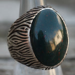 Vintage Sterling Bloodstone Cabochon Ring 8.5