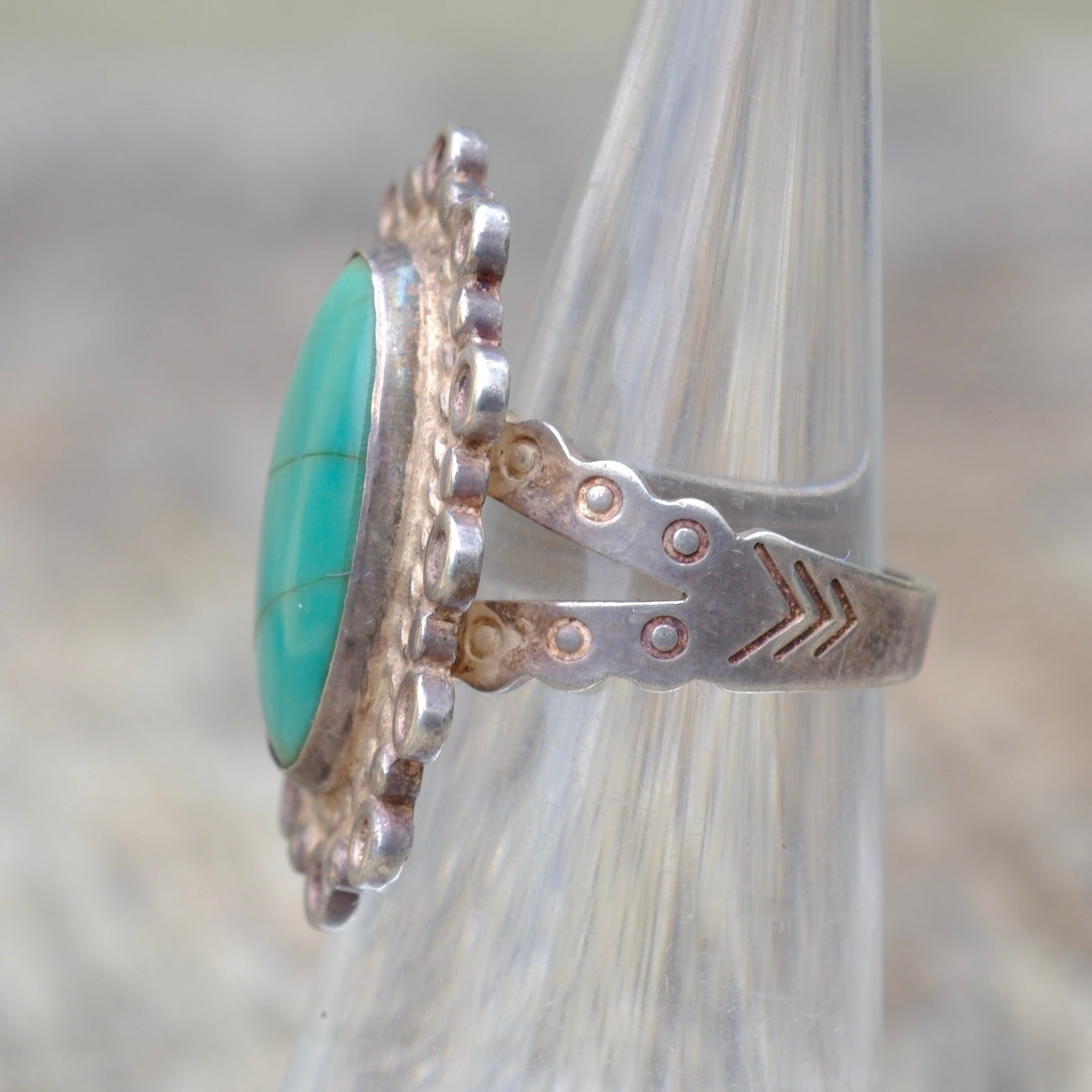Vintage Sterling Turquoise Ring 4.5