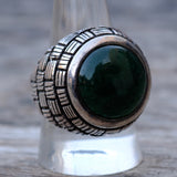 Vintage Sterling Green Jasper Ring 10.75