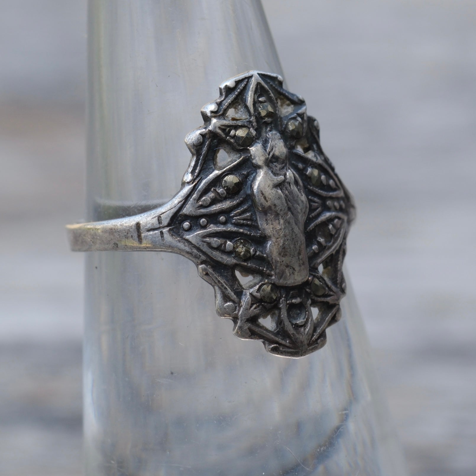 Vintage Sterling Mary Signet Ring 5