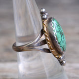 Vintage Sterling Spiderweb Turquoise Ring 7.75