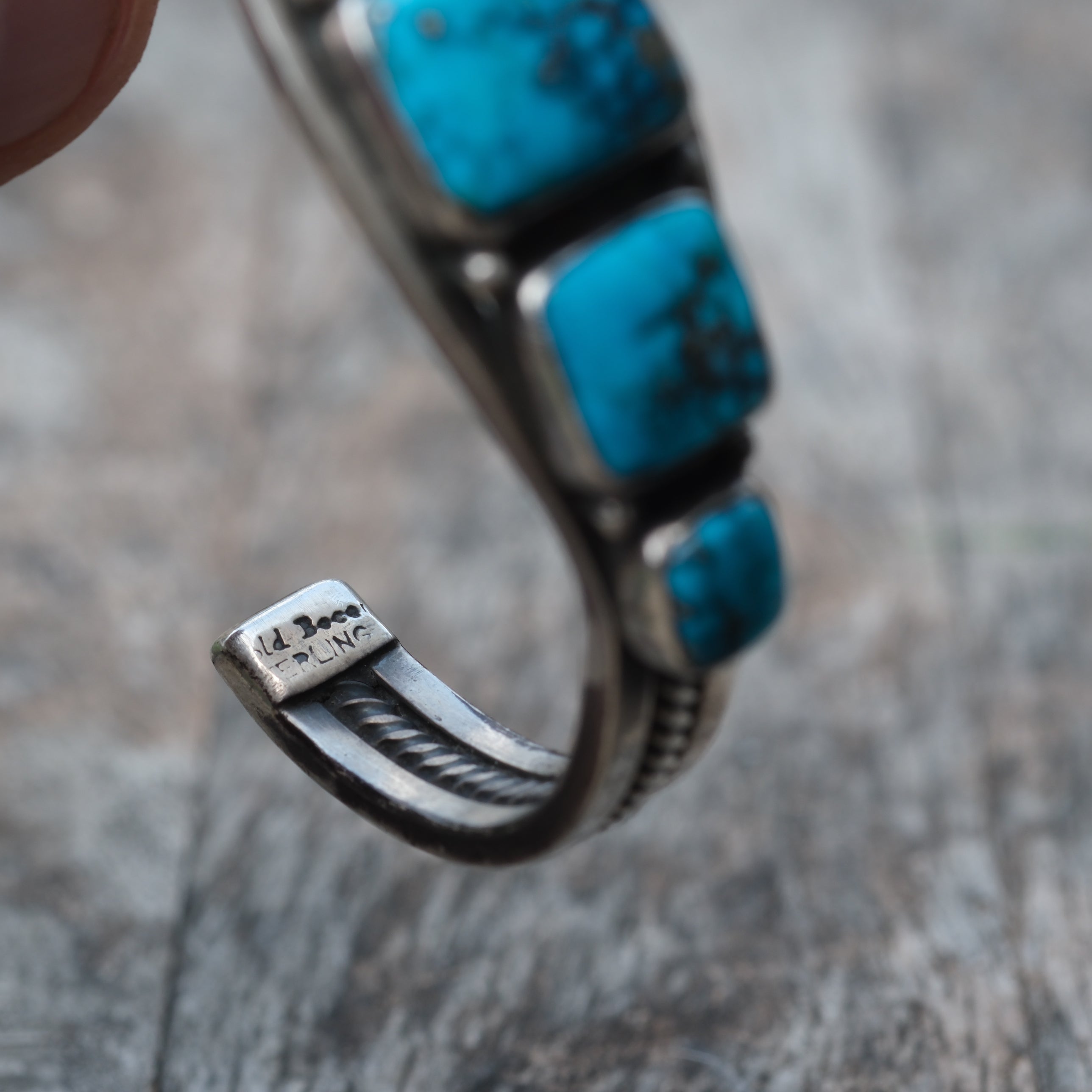 Vintage Sterling 5-Stone Turquoise Bracelet