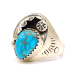 Vintage Sterling Turquoise Feather Ring 7.75