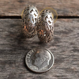 Vintage Sterling Floral Hoop Earrings