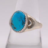 Vintage Sterling Turquoise Stamped Band Ring 9.25