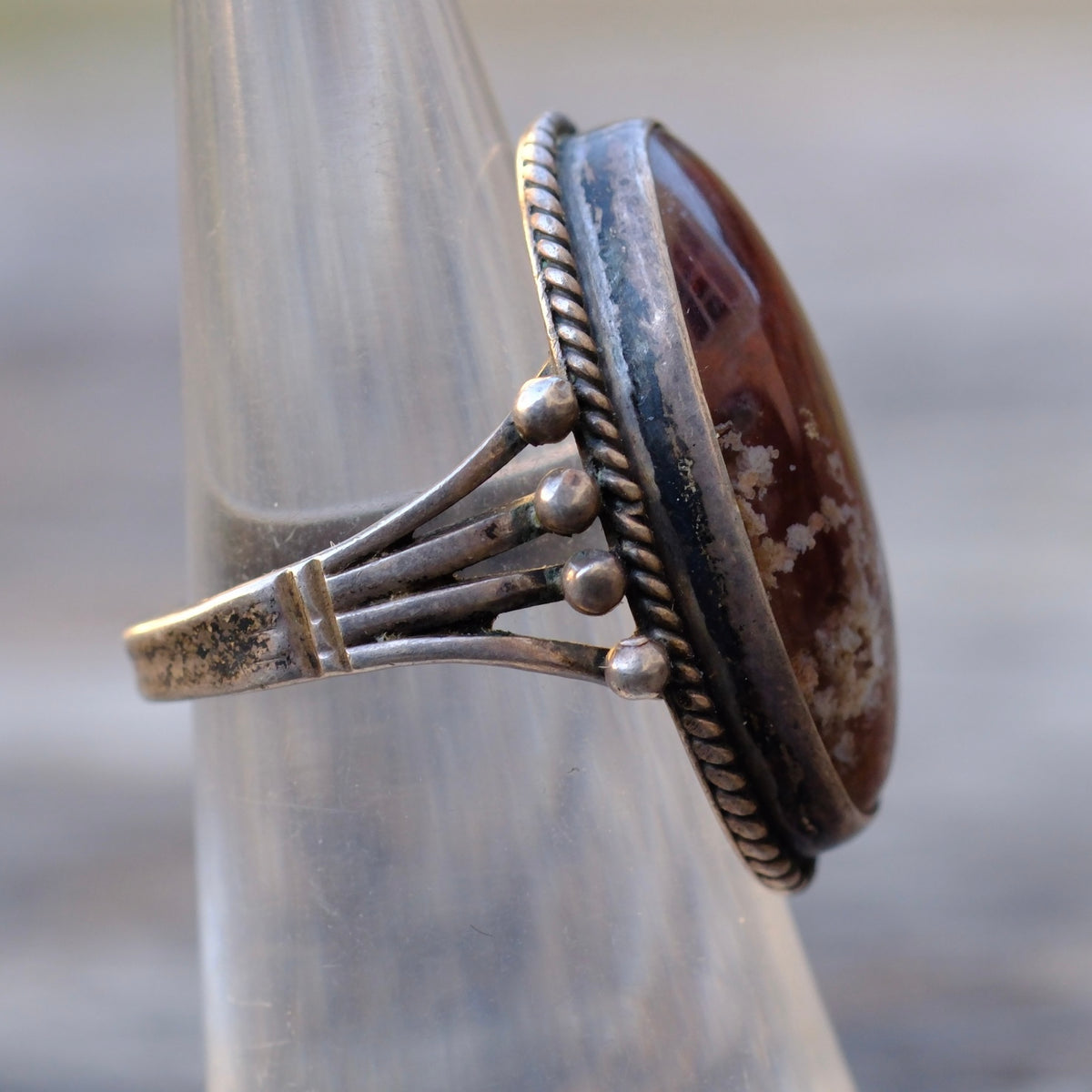 Vintage Sterling Jasper Ring 4.5
