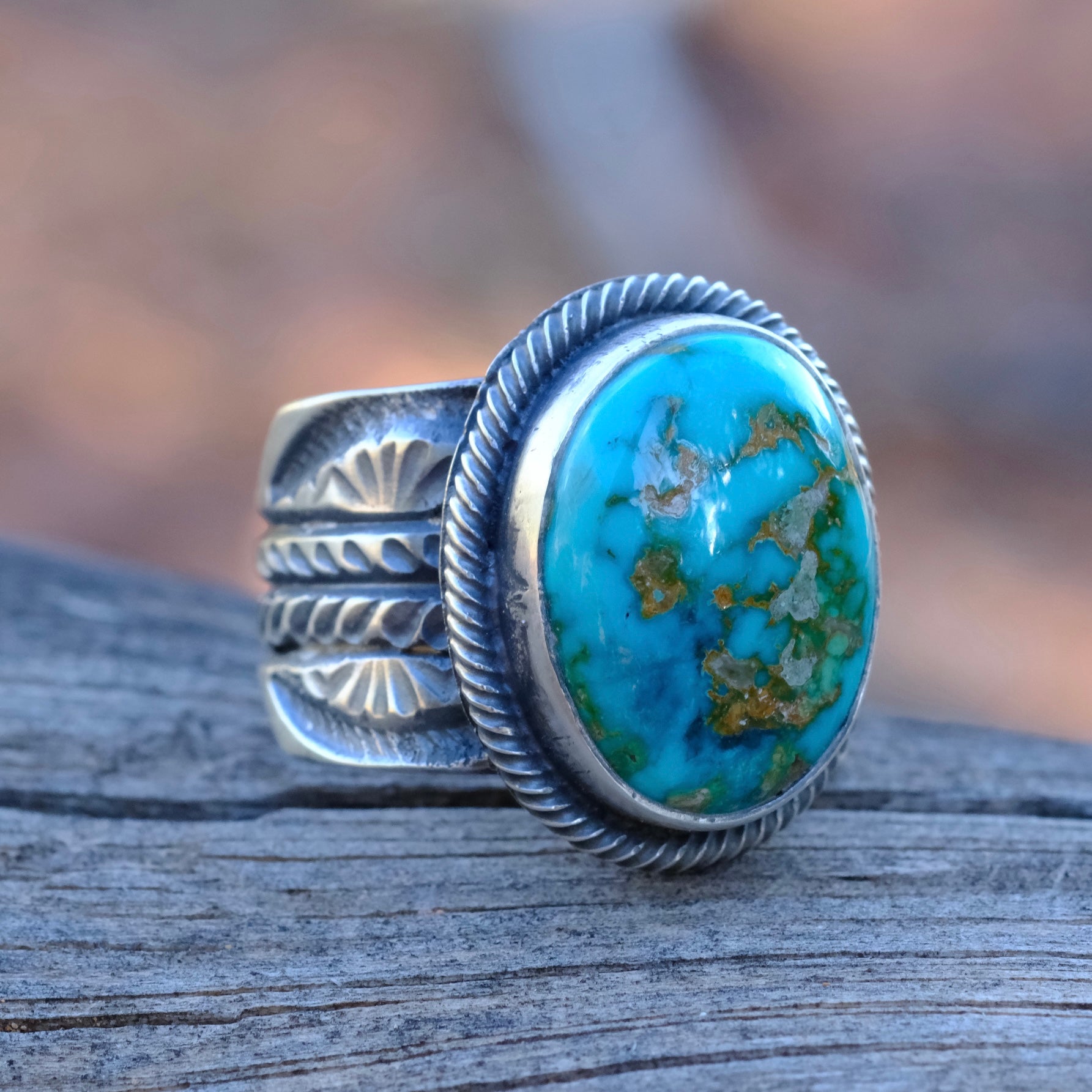 LEON MARTINEZ Sterling Silver Turquoise Ring 9