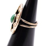 Vintage Sterling Turquoise Shadowbox Ring 4.75