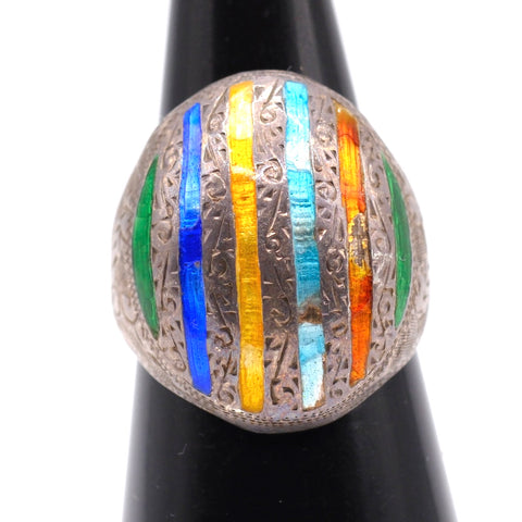 Vintage Sterling Engraved Dome Ring 5.5