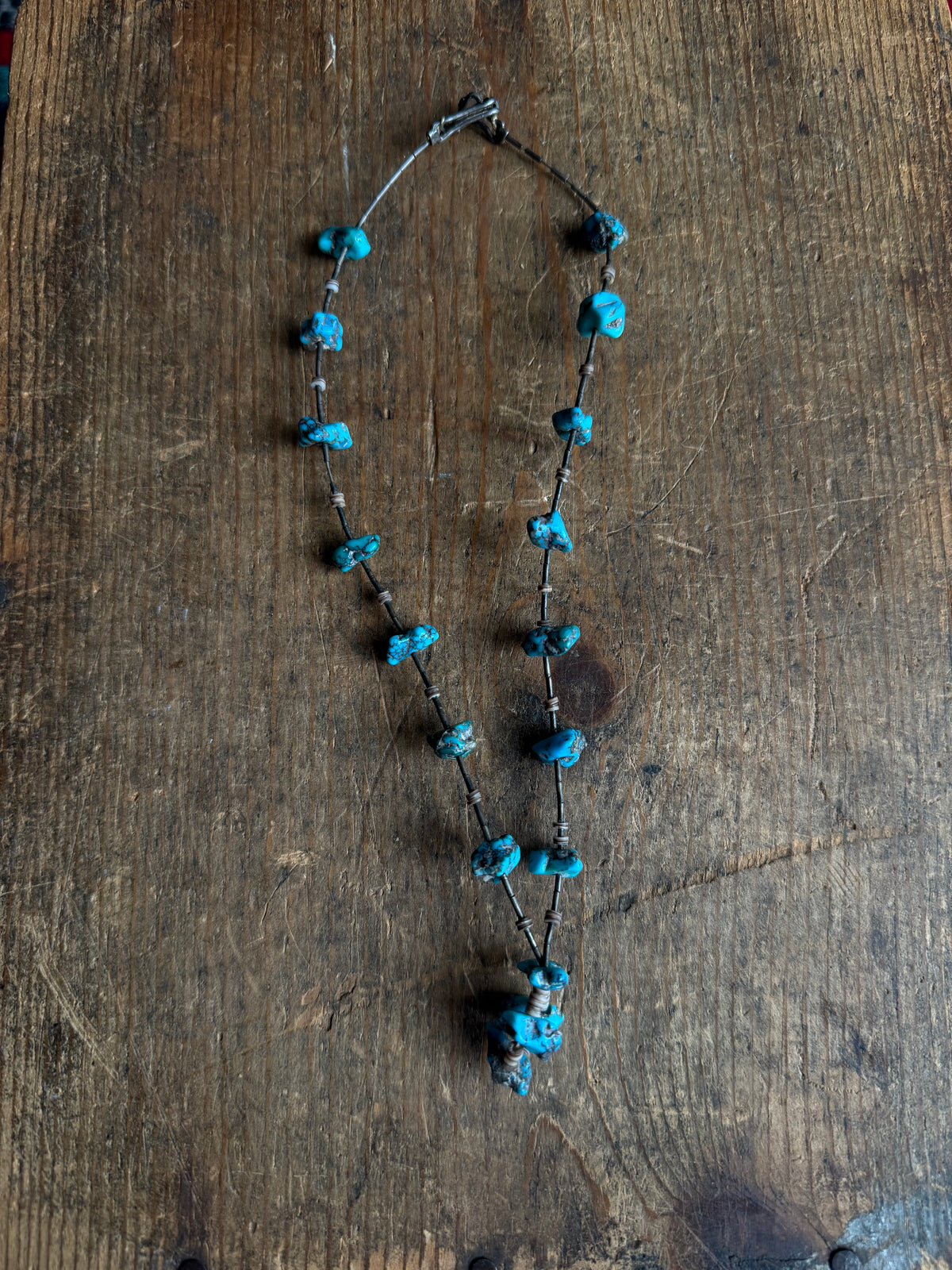 Vintage Sterling Silver Chunky Raw Turquoise Necklace