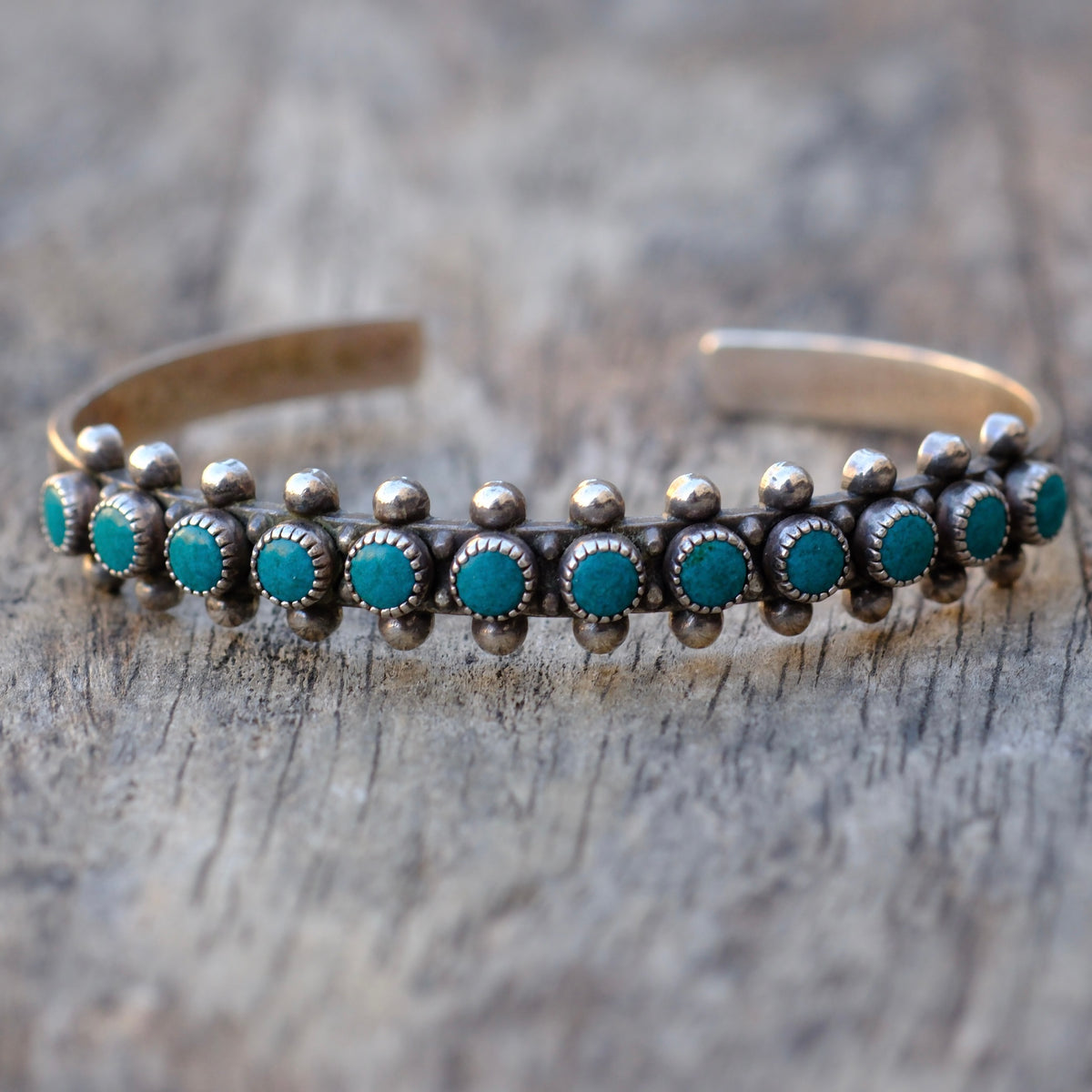 Vintage Sterling Snake Eye Turquoise Cuff Bracelet