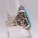 Vintage Sterling Turquoise Horseshoe Ring 10