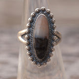 Vintage Sterling Petrified Wood Ring 5.25