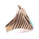 Vintage Sterling Turquoise Feather Ring 10.5