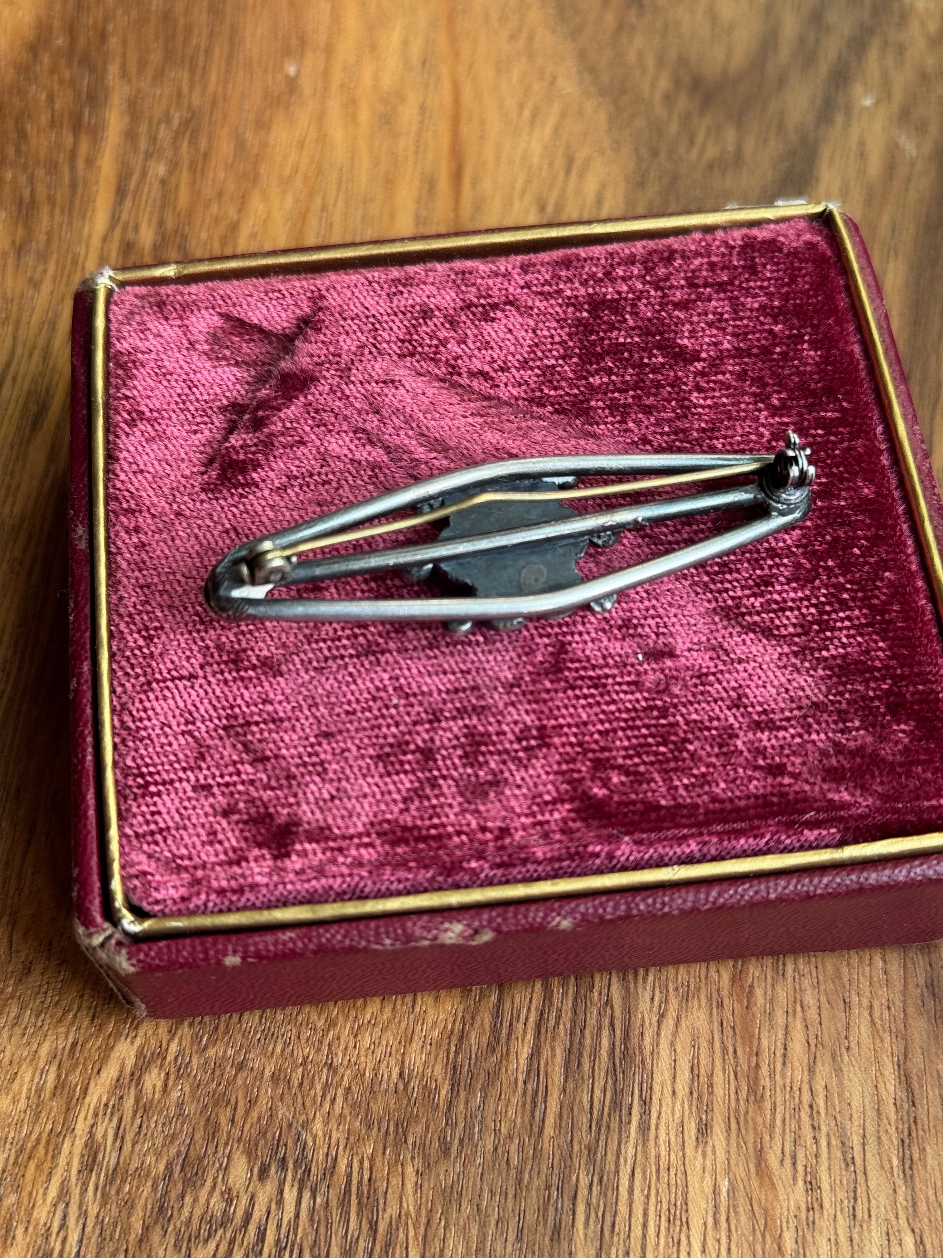 Vintage Sterling Silver Turquoise Flower Pin