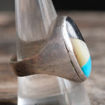 Vintage Sterling Multistone Inlay Ring 10