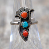 Vintage Sterling Turquoise and Coral Ring 5