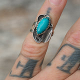 Vintage Sterling Turquoise Feather Ring 3