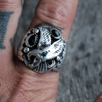 Vintage Sterling Onyx Eagle Ring 11