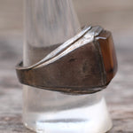 Vintage Sterling Agate Signet Ring 11