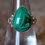 Vintage Sterling Malachite Ring 7.5