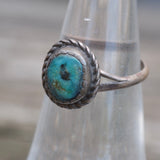Vintage Sterling Turquoise Roper Ring 5.5