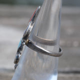 OLDER Vintage Sterling Multistone Inlay Bug Ring 5.25