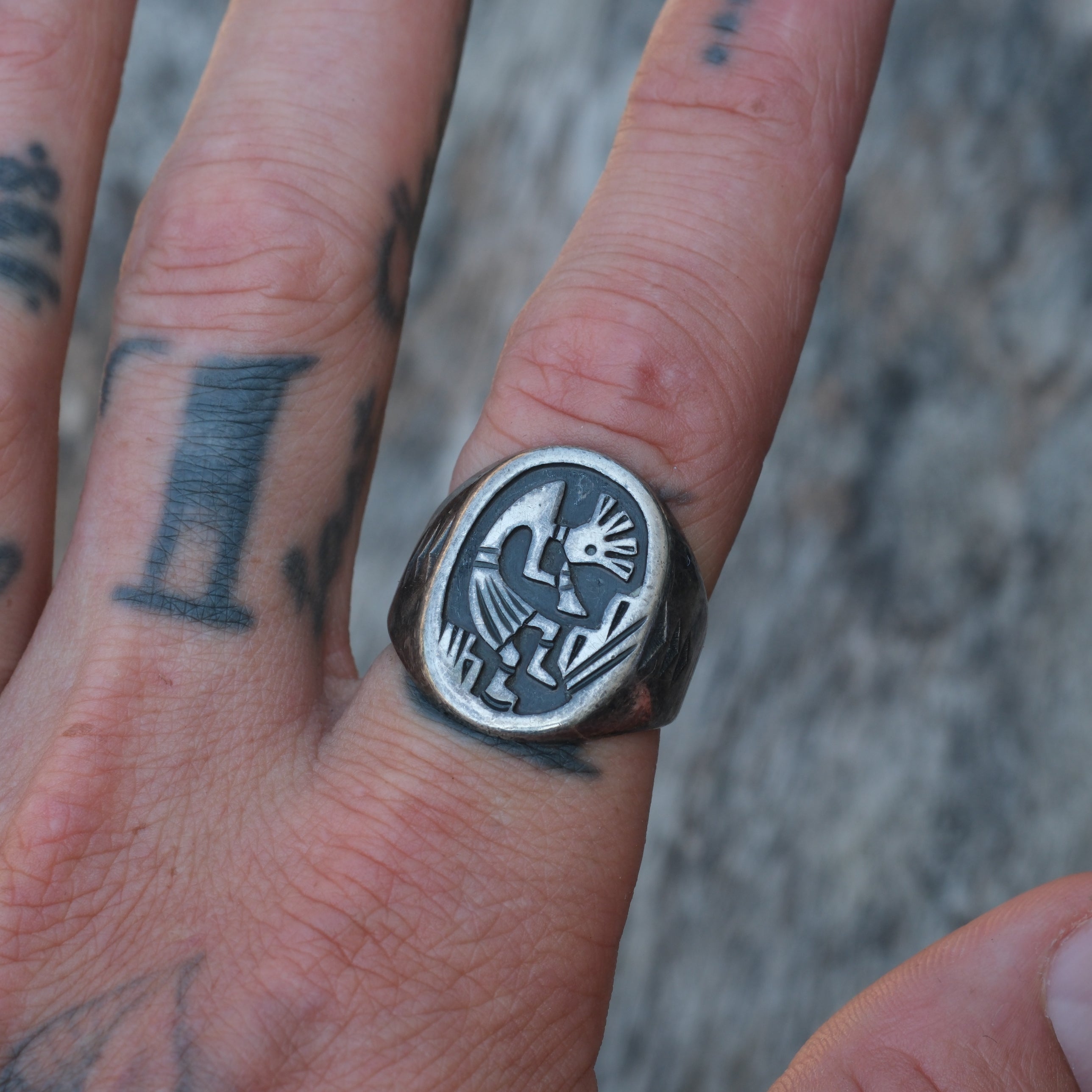 Vintage Sterling Silver Kokopelli Ring 8.5