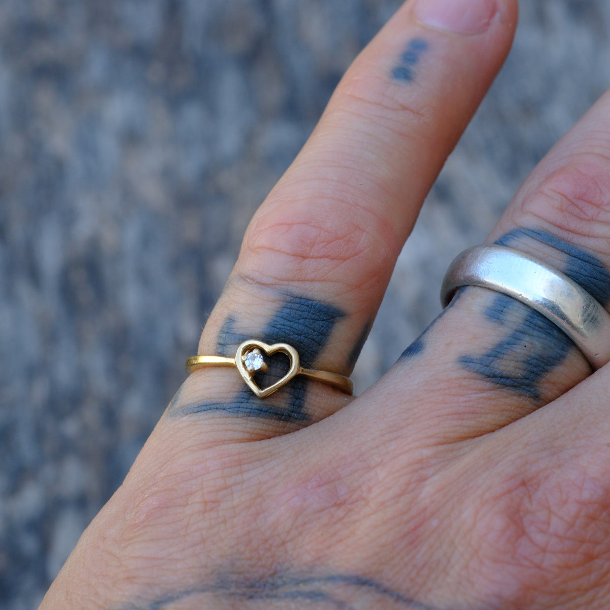 Vintage 14K Gold Diamond Heart Ring 6.25