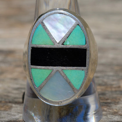 Vintage Sterling Zuni Inlay Ring 10