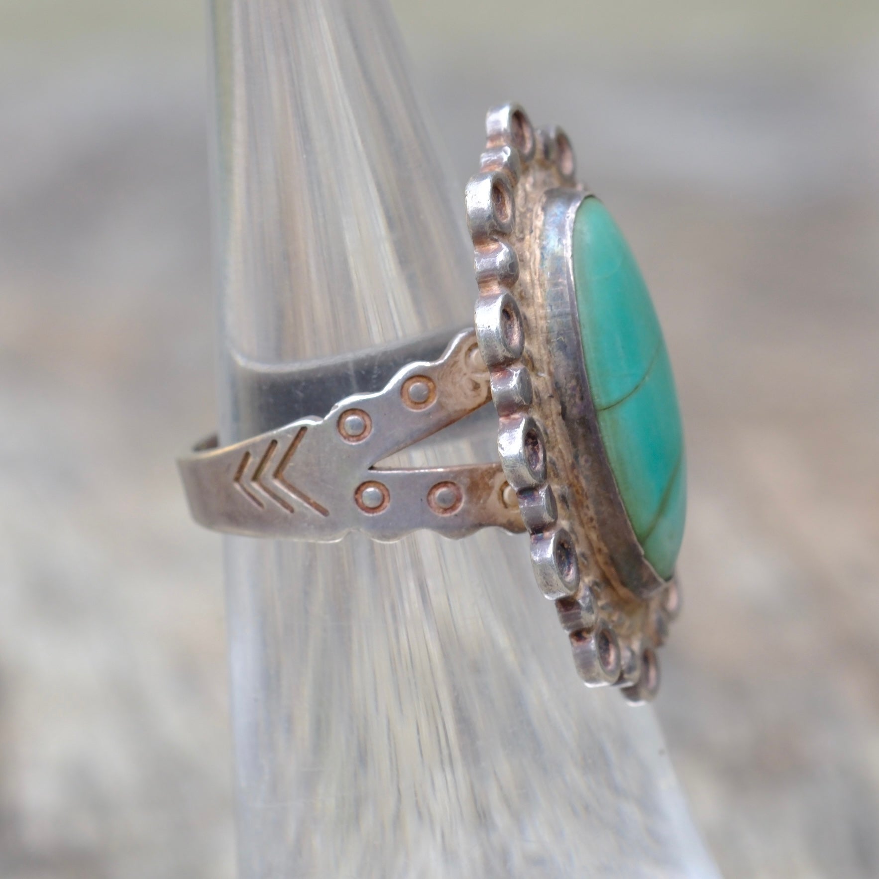 Vintage Sterling Turquoise Ring 4.5