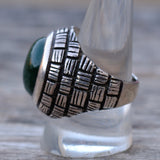 Vintage Sterling Green Jasper Ring 10.75