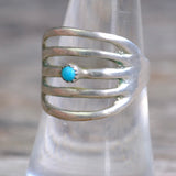 Vintage Sterling Turquoise Sandcast Ring 7.5