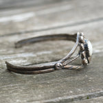 Vintage Sterling Mother Of Pearl Feather Cuff
